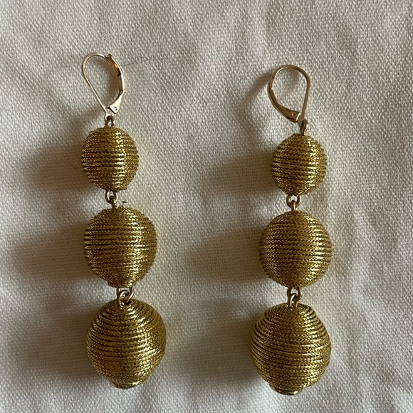 J.Crew Gold Ball Drop Earrings - Picture 1 of 4